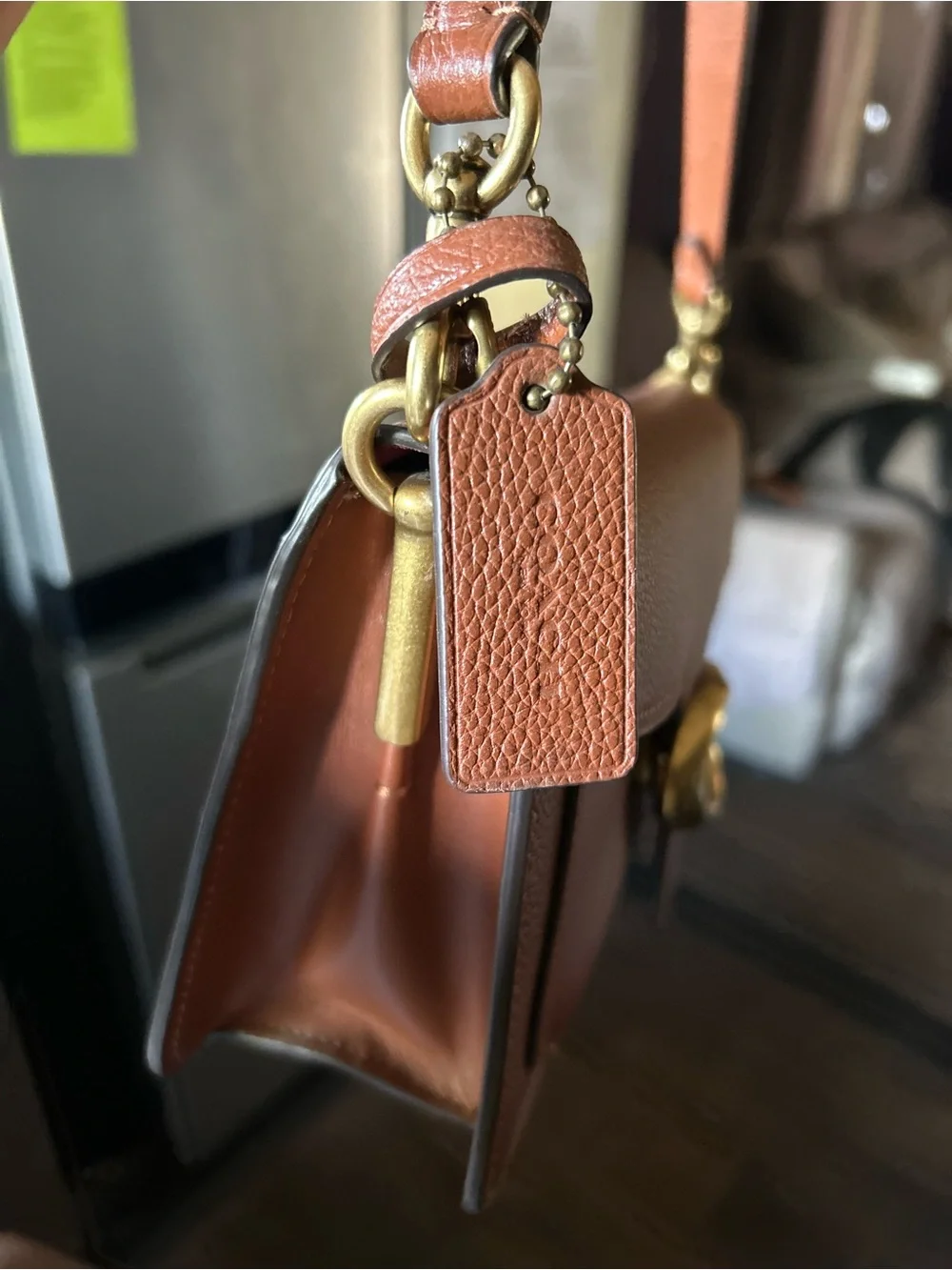 Coach Tabby Caramel Brown Leather Shoulder Bag with Gold 'C' Hardware